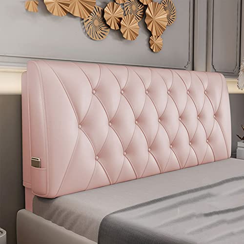 Large Headboard Wedge Pillow Soft Faux Leather Upholstered Full Headboard Tufted Button Headboards for Double/Queen/King Size Bed Soft Case Support Cushion Use with A Headboard,Pink,King/79 inches
