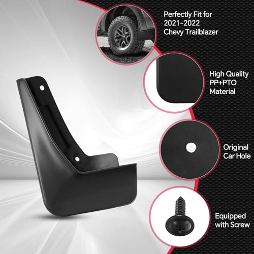 Image of BDFHYK Mud Flaps Splash Guards Easy Installation Mud Guards Compatible Easy to Clean with Chevy Trailblazer 2021-2022 with OEM Fender Flares 4 PCS PP and TPO Material