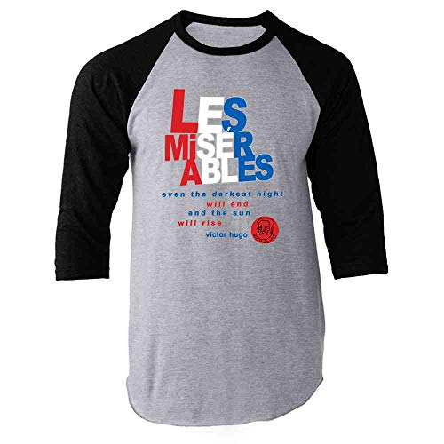 Pop Threads Les Miserables Victor Hugo Book Cover Art Black M Raglan Baseball Tee Shirt