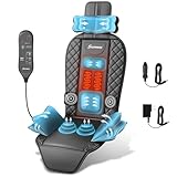 SLOTHMORE Back Massager with Heat & Traction & Vibration, Chair Massager Pad for Office Home, Seat Massage for Pain Relief Deep Tissue, Lumbar Traction, PU Leather, Foldable, for 5’1” to 6’1”