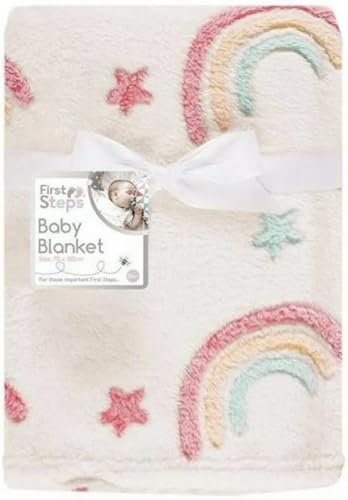 IBEX MART Baby Boy Girl Soft Fleece Rainbow Blanket. (75cm x 100cm, Fleece Baby Blanket)