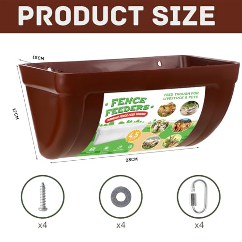 Alimentador de frango, 2 peças, alimentadores de cabra com clipes, alimentador de cerca suspensa, eq