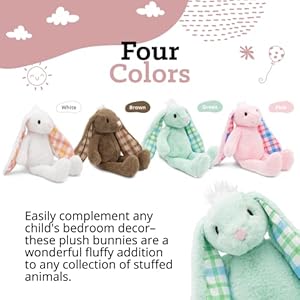 Plushible easter bunny plush cuddly soft embroidered stuffed animal toy for newborns kids boys girls 18 inch  urban country home decor