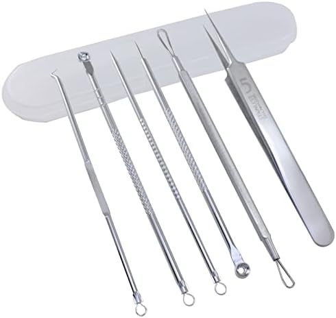 Dual Heads Blackhead Remover Tool Pimple Popper Tool Kit,Acne Needle Tools Set Removing Treatment Comedone Whitehead Popping Zit for Nose Face Skin Blemish Extractor Tool (6PCS&Travel Box)
