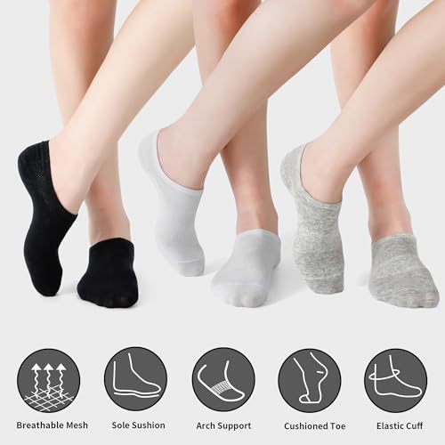 Loucey 18 Packs No Show Socks Invisible Socks Men Women Cushioned Low Cut Ankle Sock for Running Gym Hiking (9 Pairs)2