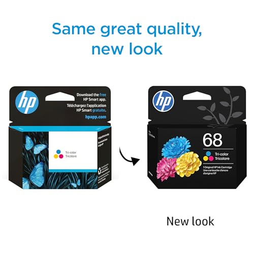 Image of HP 68 Tri-Color Ink Cartridge, Works Envy 6100e, 6500e Series, Eligible for Instant Ink, 7FP20TN, Packaging May Vary, (Pack of 2)