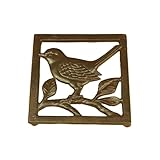 JSBWSFA Birdie Cast Iron Trivet, Square with Vintage Pattern Decorative Cast Iron Trivet for Kitchen or Dining...