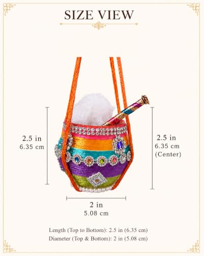 Image of Handmade Laddu Gopal Matki, Dahi Handi Hanging Pot, Janmashtami Decoration, Pooja Shringar Accessory, Multicolour