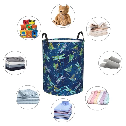 Panier à linge libellule bleue : rangement couverture chambre - 7