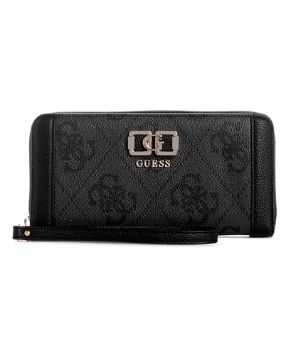 Image of Guess Coal Printed Zipper Karnilla Logo Large Zip Around Wallet