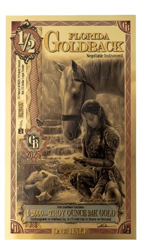 Wisemen Trading Florida 1/2 Goldback Gold foil Art Series “Spes” | 1/2000th of a Troy Oz of 24K Collectible Gold (2 Pack)