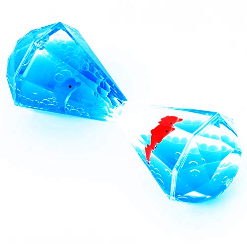 YUE MOTION Liquid Motion Bubbler Floating Sea Creatures, Diamond Shaped Liquid Timer for Fidget Toy,Autism Toys, Children Activity, Calm Relaxing and Home Ornament
