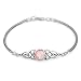 925 Sterling Silver Genuine Rose Quartz Celtic Trinity Knot Triquetra Triskelion Trikele Bracelet 8"