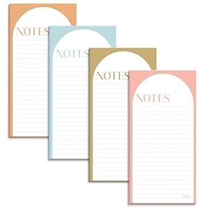 S&O Magnetische notitieblokken voor koelkast, set van 4 stuks, boho-decoratie en modern magnetisch notitieblok voor koelkastsets, magnetische lijstblokken voor koelkast, magneet, notitieblokken voor