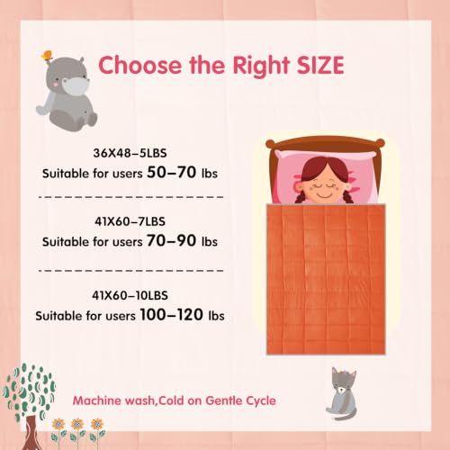 Image of yescool Weighted Blanket (10 lbs, 41 inch x 60 inch, Orange) Cooling Heavy Blanket, Perfect for 90-110 lbs, Breathable Throw Blanket Gifts with Premium Glass Bead, Machine Washable
