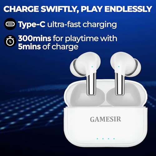 Image of GameSir FusionBeatX PRO Wireless Noise Cancelling Earbuds-Sound Optimize, 42H Playtime, 45ms Low Latency, 12mm Bass Drivers, Zen ENC Mic, IPX5 Water Resistance, Bluetooth 5.3, Type-C Charging (White)