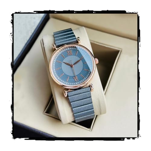 Image of styledose Premium Women's Rose Gold Analog Watch - Minimalist Textured Dial with Metallic Segmented Strap - Elegant Dress Watch for Ladies and Girls