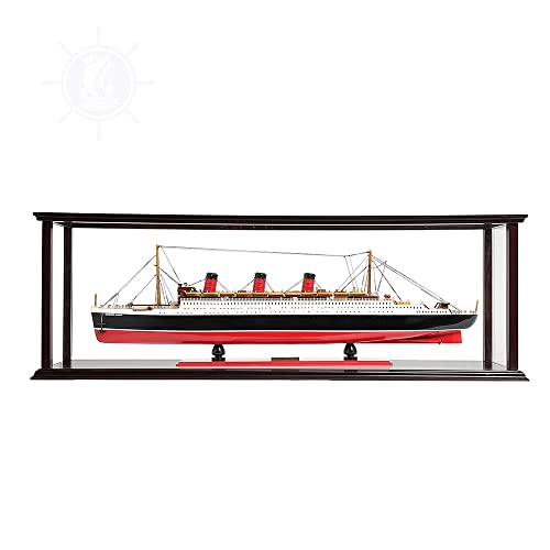 Old Modern Handicrafts Queen Mary Ship Model with Display Case - Large - Meseum Quality Ship Model Made with Premium Quality Wood - 38.5L x 9.5W x 16H Inches