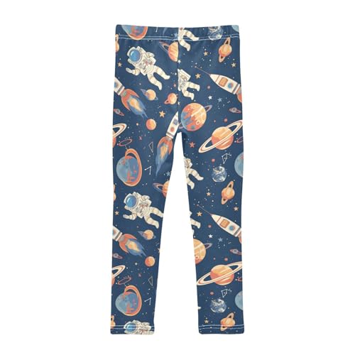 Wusikd Astronauts Planets Girls' Leggings Toddler Doodles Stars Spaceships Kids Yoga Pants Dance Active Tights 4T2