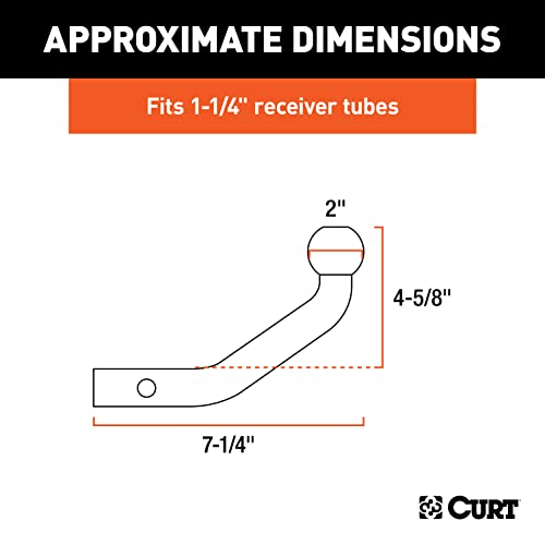 CURT Manufacturing 45572 1-1/4" Euro Ball Mount with 2" Ball by CURT - Image 2