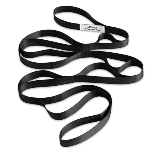 Trideer Stretching Strap Yoga Strap Physical Therapy for Home Workout, Exercise, Pilates and Gymnastics, 10 Loops Non-Elastic Stretch Bands with Aesthetic Packaging for Women & Men (Black)