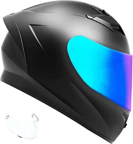 GDM Venom Motorcycle Helmet Full Face (Matte Black - Iridium & Clear Shields, Small)