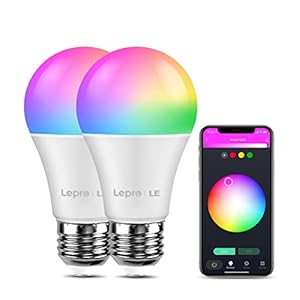 Lepro wifi-lamp E27, 9 W intelligente gloeilamp, Wifi, Alexa, 806 lm, RGB kleuren met warmwit, verbonden, WiFi…