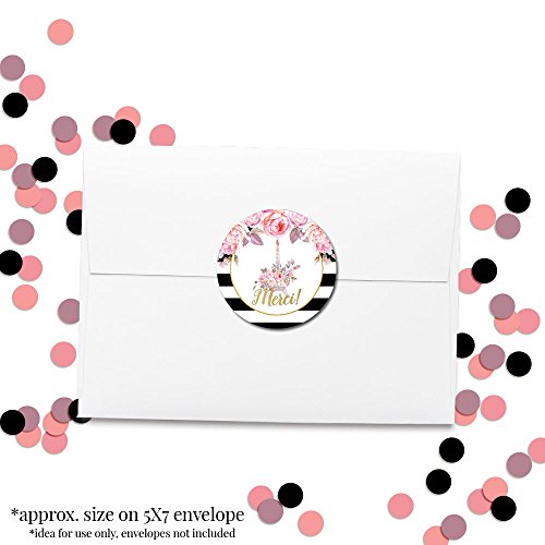 Ooh La La Paris Thank You Sticker Labels, 40 2" Party Circle Stickers By Amandacreation, Great For Party Favors, Envelope Seals & Goodie Bags #TOP3