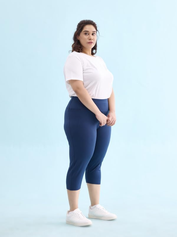 Image of GO COLORS Womens Solid Training Capri | Elastane, High Rise