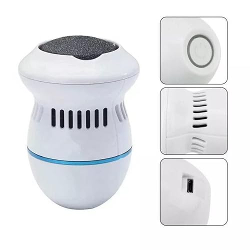 Electric Callus Dead Skin Remover, Grinder, Motorized, Built In Vacuum Usb Rechargeable Dual Speed For Feet, White #TOP2