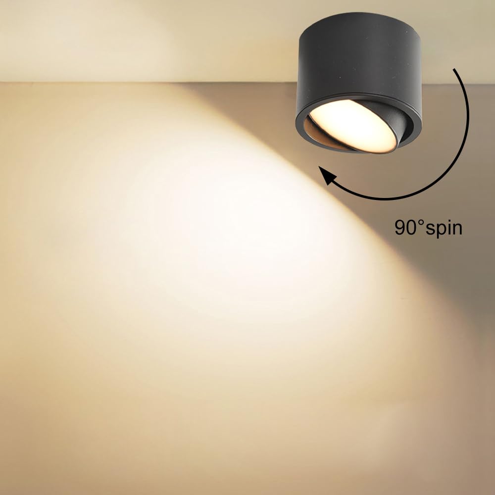 Oprawa Sufitowa Cylindryczna - Punktowe Oświetlenie Akcentujące Led Do Montażu Powierzchniowego, Aluminiowy Reflektor Kierunkowy Do Salonu, Przedpokoju, Korytarza,Black-3000k-7W