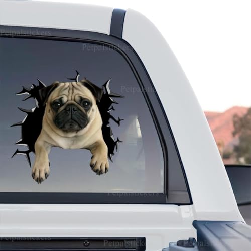 Image of Vinyl Dog Stickers - Car Decals for Women, Pug Stickers for Dog Lovers