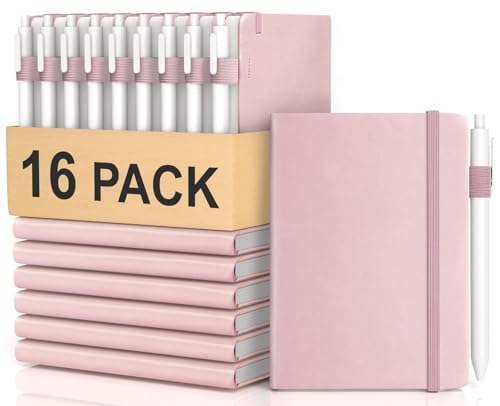 Carnets de poche lignés lot de 16 avec stylos roses pour notes de bureau