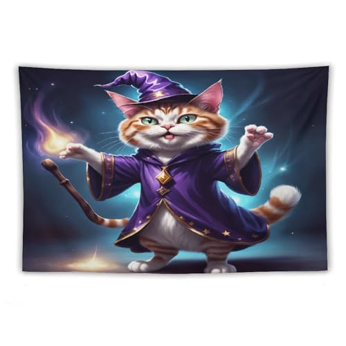 Tenture murale chat d'Halloween PAZZK pour cacher un mur blanc vide