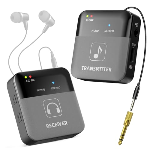 SINWE P12 Wireless in Ear Monitor System, 2.4GHz Wireless IEM System - 24bit/48kHz HD OTG Monitoring, Auto-Pairing Transmitter & Beltpack Receiver for Live Stage, Church, Studio