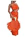 Floerns Women's 2 Piece Outfit Halter Neck Crop Cami Top with Twist Front Pants Set Orange X-Small
