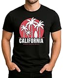 Photo Gallery california santa monica beach - palme e tavola da surf design retro - california surf & spiaggia lifestyle uomo, nero , s Photo Gallery california santa monica beach - palme e tavola da surf design retro - california surf & spiaggia lifestyle uomo, nero , s