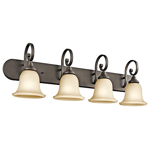 KICHLER Monroe 36 4 Light Vanity Light with Light Umber Etched Glass in Olde Bronze®