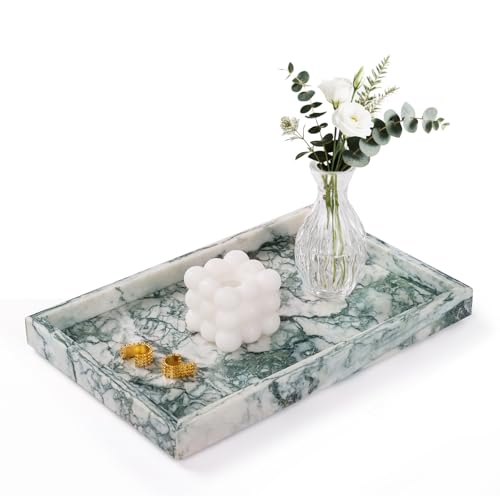 Homaura Marble Bathroom Tray for Countertop & Home Decor, Natural