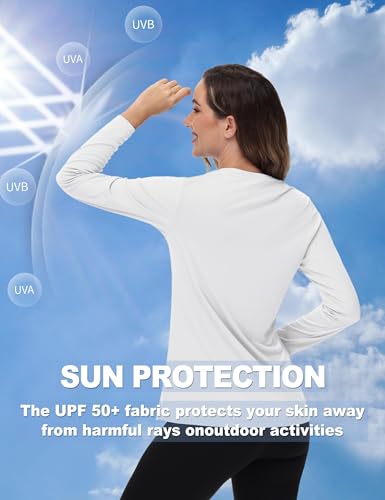 TACVASEN Women's Long Sleeve V Neck Workout Tops UPF 50+ Sun Protection Quick Dry Lightweight Hiking Running T-Shirts2