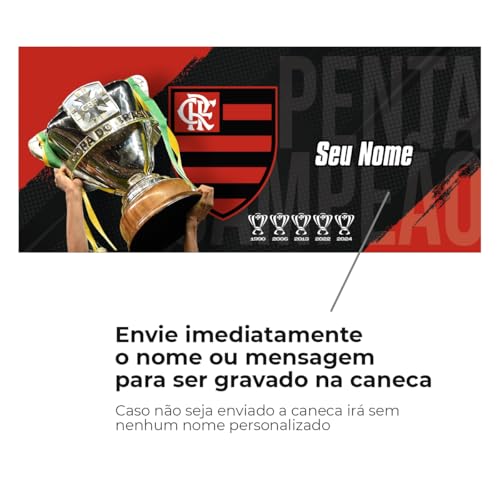 Caneca Personalizada Flamengo Penta Copa do Brasil 2024 Presente 325 ml