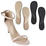 Gel High Heel Arch Support Inserts Women, Invisible Sandal Insoles, Adhesive Inserts for Flat Feet Dress Shoes Anti-Slip, 2 Pairs, Beige+Black, Women 5-7.5