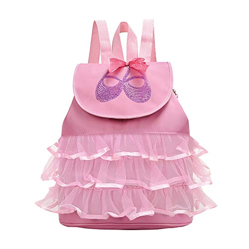 Kinder Tanztasche - Belegao Girls Dance Bag Mädchen Personalisierte Ballett Gymnastik Tasche Sport Kit Tasche Tanzschuh Lagerung Rucksack Einstellbare Backpack Geburtstagsgeschenk Rosa Rose Cover