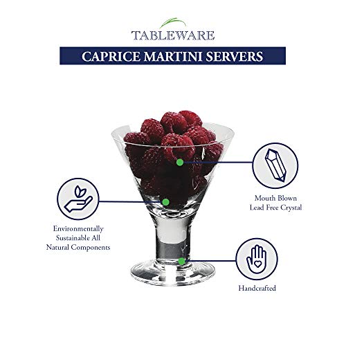 Badash Caprice Crystal Martini Glasses - 4-Piece 6-Ounce Martini Or Dessert Glass Set 4.5" Tall - Unique Mouth-Blown Lead-Free Crystal Glass - Great Addition To Any Home Bar #TOP4