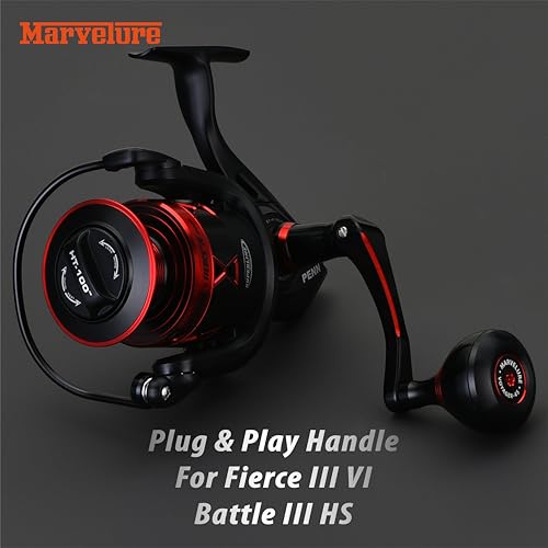 MARVELURE Titan Series Foldable Power Handle Compatible for Penn Fierce III IV, Battle III HS Spinning Reel (Not for Fierce Live Liner) (Black Red (CNC Version), for Fierce/Battle HS 8000 Thread) by MARVELURE - Image 3