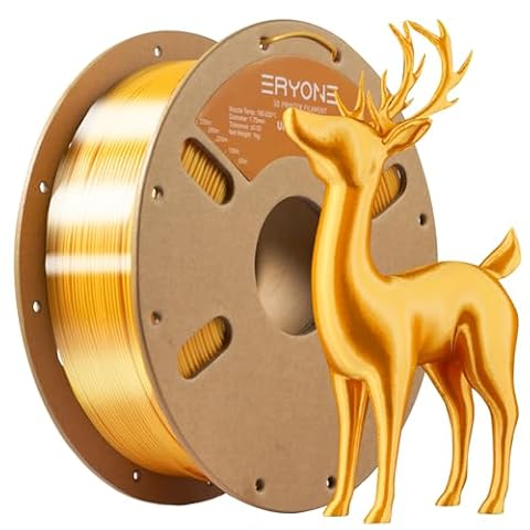 Eryone Ultra Silk Filament PLA1.75mm,3D Printing PLA Filament +/-0.03mm for 3D Printer and 3D Pen, 1kg (2.2lbs)/Roll Gold