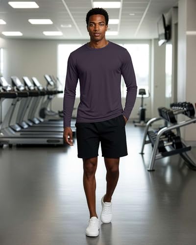 Image of Real Essentials 4 Pack: Mens Long Sleeve Dry Fit T Shirts Hiking Fishing Workout Gym Work Sun UPF 50 Wicking Running Tee