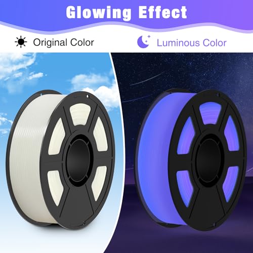 Image of Glow in Drak PLA Filament 1.75mm Luminous 3D Printer Filament Bundle, 6x250g Value Pack Filament, Fit Most FDM 3D Printers (Green&Teal&Purple&Rose Red&Blue-Green&Rainbow)