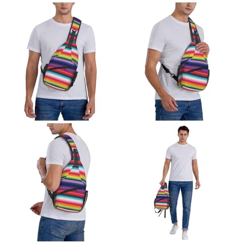 Bolso Sling para Hombre y Mujer con Rayas Mexicanas Coloridas miniatura 6