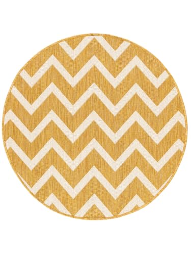 RugVista Capri, Tapis d'intérieur et d'extérieur, Rond, O 100 cm, Tapis d'extérieur, résistant aux UV, Hydrofuge, hypoallergénique, Balcon, Cour, Jardin et...